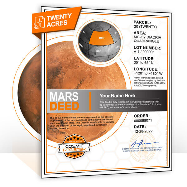 planet mars deed - Register Planets